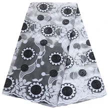 Черный+ белый цвет африканская кружевная ткань высокое качество французское клетчатое кружево ткань бусины нигерийские молочные шелковые кружевные ткани для свадебного платья цена