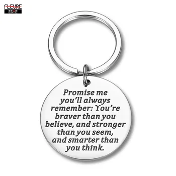 

Inspirational Keychain Gift for Teen Boys Girls Encouragement Keyring for Him Her Always Remember Braver Thanksgiving Gift