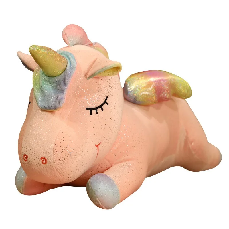 Nice 70/90cm Kawaii Colorful Plush Unicorn Toy for Children Stuffed Animal Flying Horse Doll Girls Sleeping Pillow Lovely Gifts 5pcs lot lovely plastic unicorn hair bands birthday supplies for kids girls headband with teeth hair hoop chic hair accessories