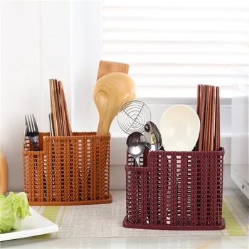 

4YANG Plastic Drain Chopsticks Rack Multi-function Kitchen Cutlery Storage Rack Free Punch Chopsticks Cage Spoon Rack Organizer