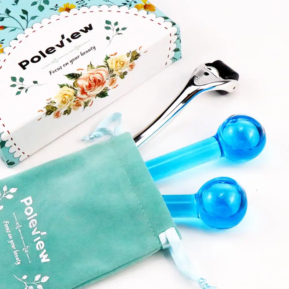 

Magic Cool Blue Ice Globe roller Ball Facial Massage with one more skin roller Tools for Face and Neck Wrinkles