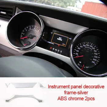 

For Ford Mustang 2015-2020 ABS chrome carbon fiber Instrument panel decorative frame silver 2pcs