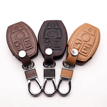 

Leather Car Keychain Key Fob Case Cover wallet for Mercedes-Benz W203 W210 W211 AMG W204 C E S CLS CLK CLA SLK Benz Key Holder