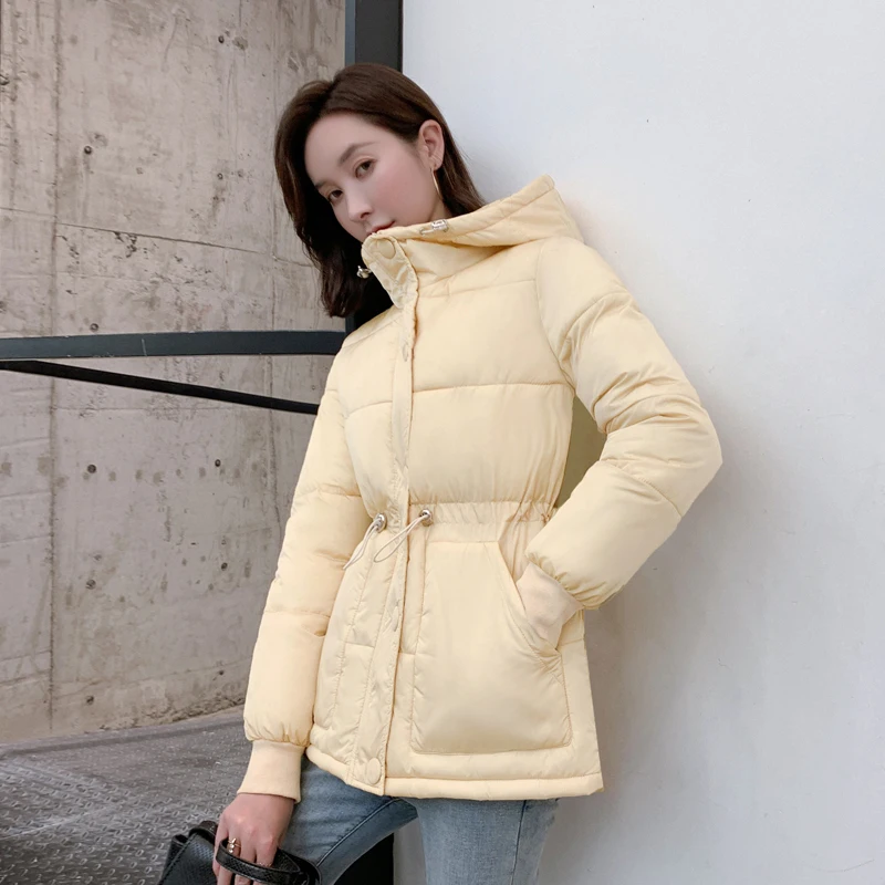 Neploe/верхняя одежда с капюшоном, пальто, новая осенне-зимняя женская теплая однотонная хлопковая куртка, парки, приталенные толстовки, верхняя одежда на молнии 54505 - Цвет: apricot yellow