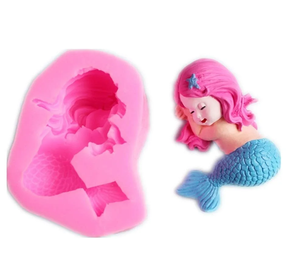 

Cake Tools 3D Sleeping Seamaid Silicone Molds Fondant Cake Decorative Chocolate DIY Baking Tools MouldsCake Tools