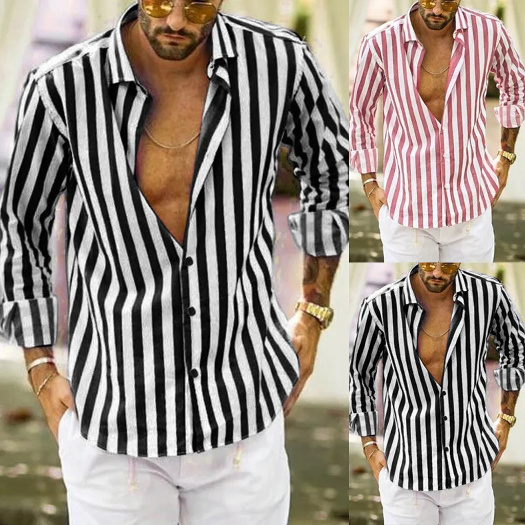 

Autumn Men New Fashio Vertical Striped Slim Fit Long Sleeve Casual Button Down Dress Shirts Free Ship camisa masculina Z4