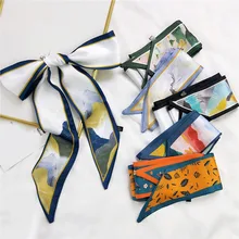 

Korean Silk Scarf Small Long Ribbon Four Seasons French Headband Printing Silk Scarf Neutral Silk Scarf Fashion Silk Scarf
