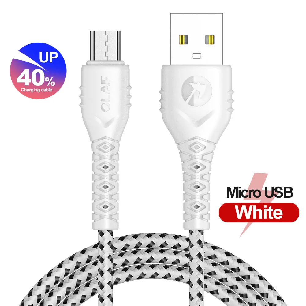 Олаф 2.4A Micro USB кабель Быстрая зарядка USB C кабель для samsung S9 Xiaomi huawei мобильный телефон Быстрая зарядка type-C USB кабель для передачи данных - Color: Micro USB White