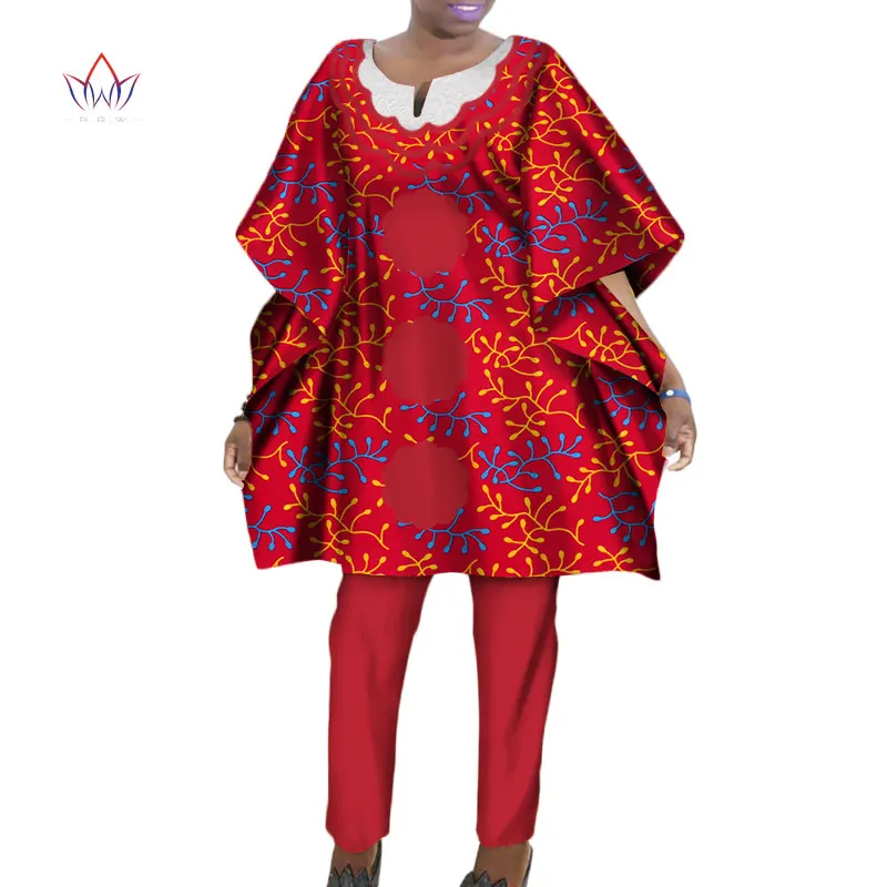 Новые модные комплекты из 2 предметов женские костюмы Дашики Элегантный комплект для женщин брюки и халат высшего размера плюс африканская одежда WY387 - Цвет: 11