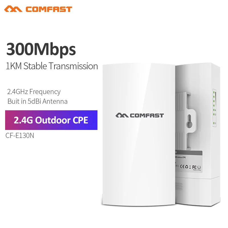 

2pcs Comfast E130N Long Range Wireless Outdoor CPE 2.4Ghz 300Mbps 5dBi Antenna 1km Digital Display WiFi AP Bridge Client Router