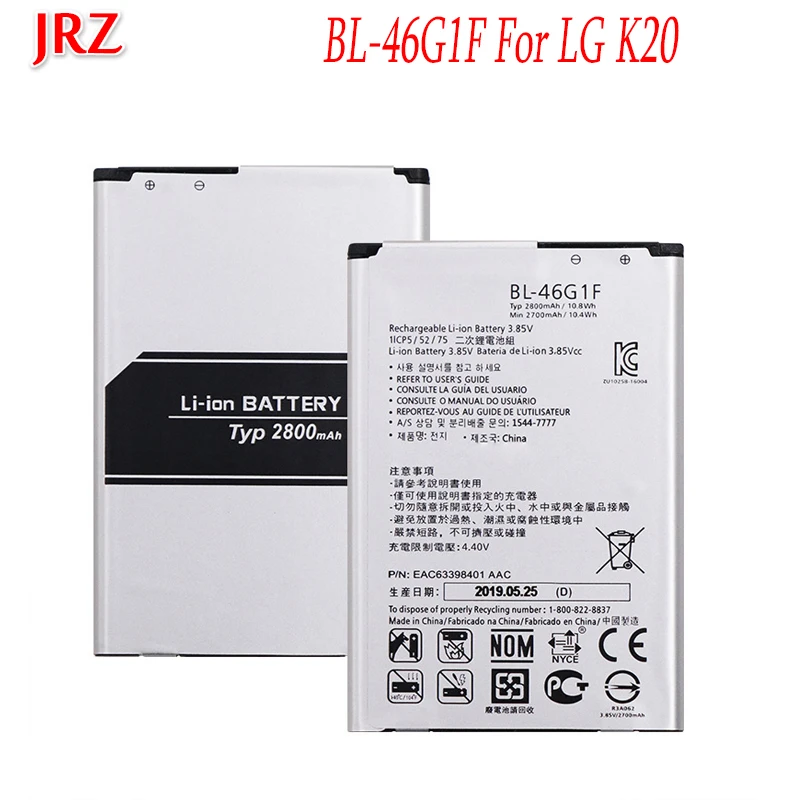 Аккумулятор 2800 мАч для LG K20 BL-46G1F K428 K430H k10 m250 2017 Версия Мобильный телефон