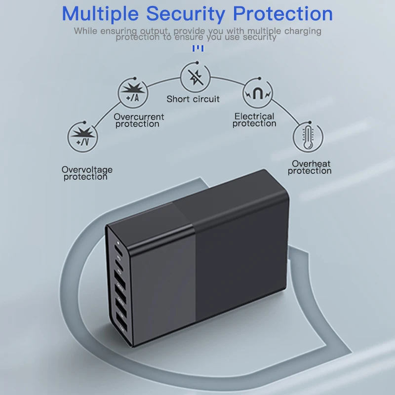 US $22.67 75w PD QC 30 Fast Charge Multi USB Quick Charger 456 Port QC30 Dual Protocol For Type C Mobile Phone Smart Desktop Adapter
