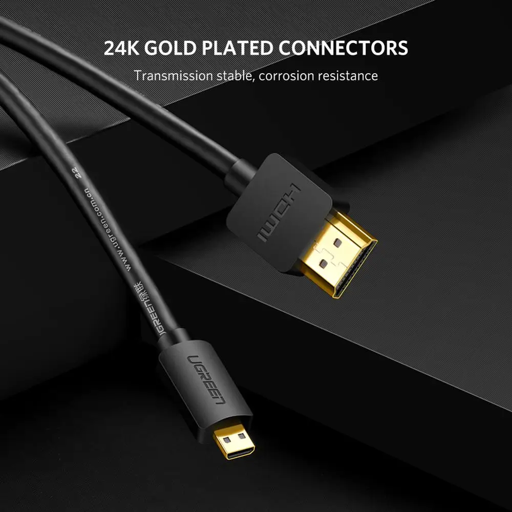 Ugreen Micro Hdmi para Cabo Hdmi 4k Adaptador de 60hz Ethernet Áudio Retorno para Gopro Raspberry Pi4 Cabo Micro Hdmi 4k Macho para Macho - Image 2