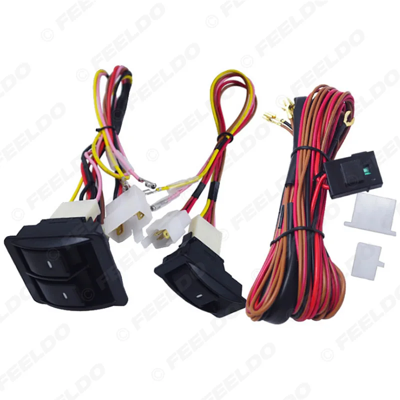 

Foreign Trade Hot Sales Universal Car Electric Window Switch-Hooking Type Front 2-Door Electric Windows 3 Switch Harness 12V24V