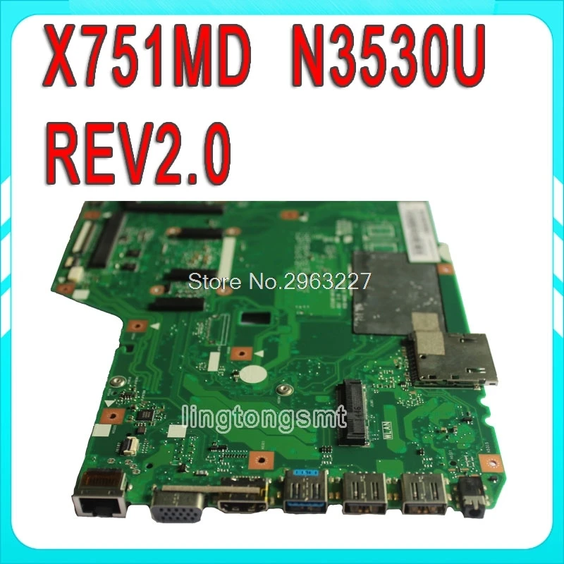 X751MD X751MJ материнская плата N3530 GT820M/2 ГБ для ноутбука ASUS X751M X751MD X751MJ Материнская плата ноутбука X751MJ для тестирования системной ОК