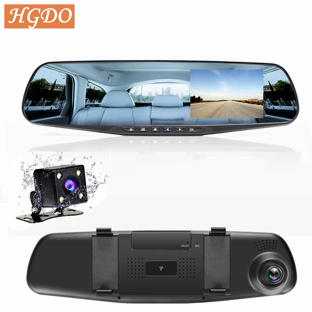 HGDO Rear View Mirror Recorder 3 in 1 Dash Cam  Anti glare Blue Mirror Car Dvr FHD 1080P Video Camera retrovisor con camara