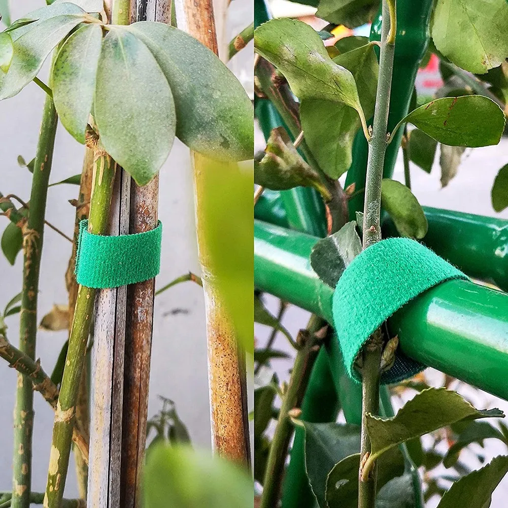 3 Pack Tie Tape Plant Ties Hook & Loop Garden Supports Bamboo Cane Wrap Support Green Tie Headphones Line USB Cable Organizer