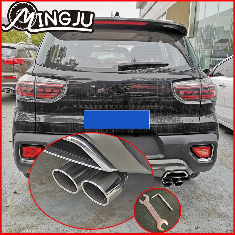 

Stainless Steel Car Muffler End Pipe Exhaust Tips for KIA Sportage R 2018 2019 Styling Moulding Trim accessories auto parts good