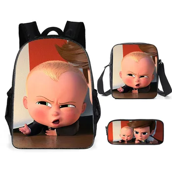 

Fashion Hot Children's Backpack Boss Baby Pattern Kids School Bags Cartoon Annime 3PC/Set Students Book-Bags Mochila Rucksack