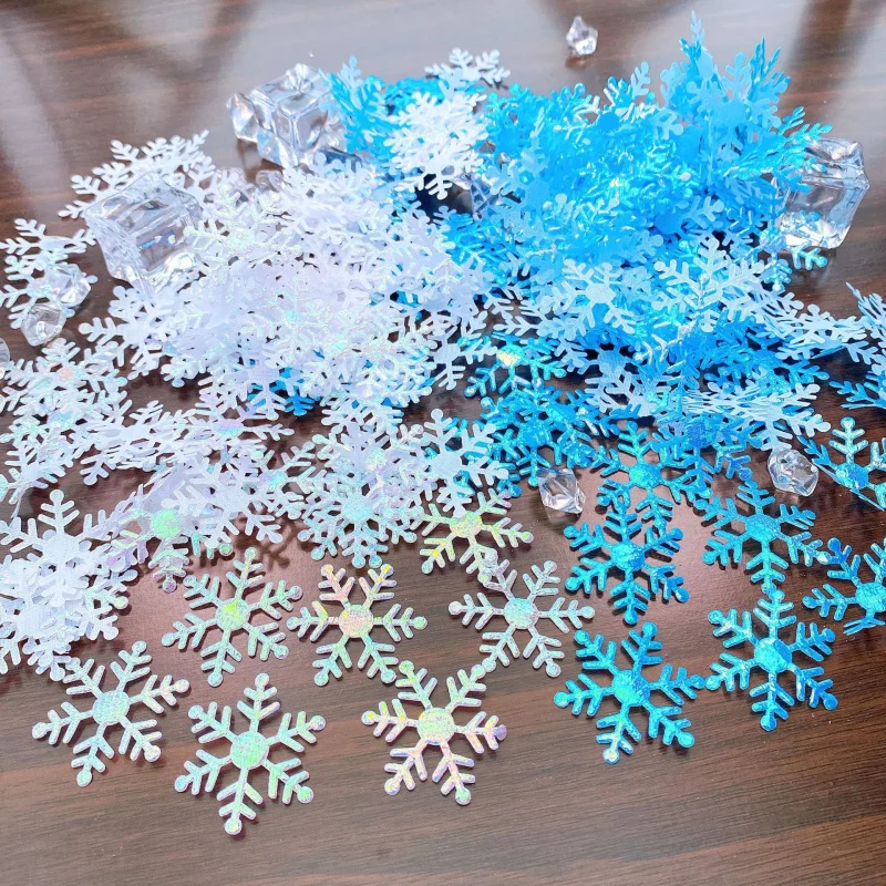 Christmas Ornaments Winter Snow Decoration 200PCS/300PCS Artificial Snowflakes Decor Christmas Decorations For DIY Handmade Home Xmas Wedding Decor Material