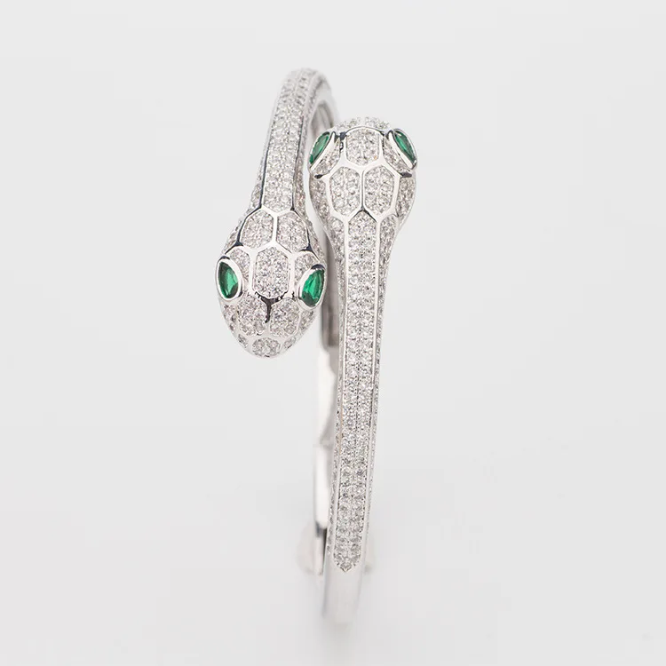 Двуглавый Змеиный бриллиант ААА Циркон женский браслет кольцо модные персонализированные поп серьги