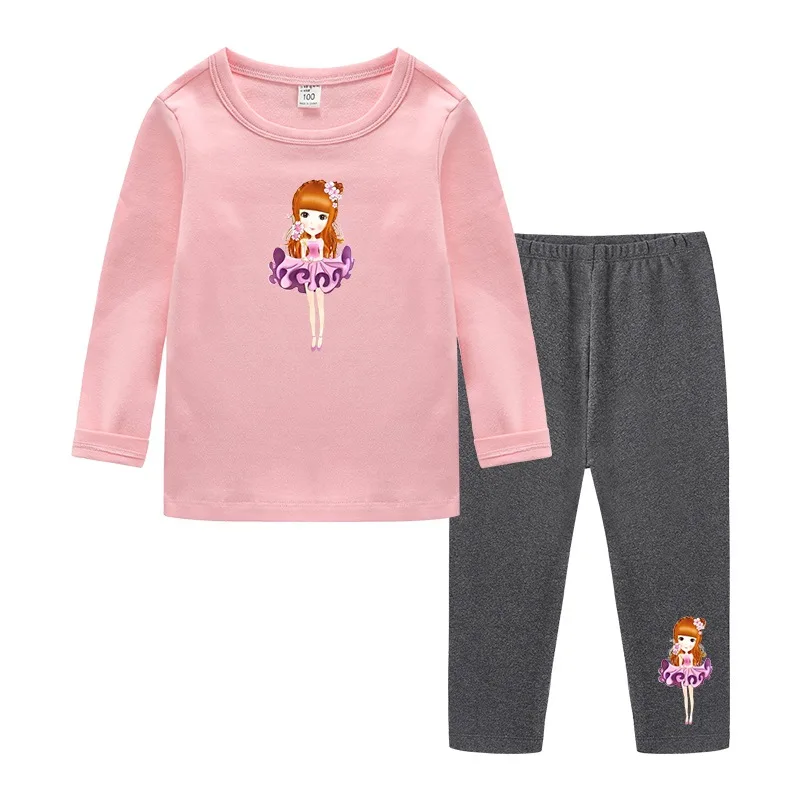 Новые пижамы для маленьких девочек, одежда для сна, детская одежда, хлопковые рождественские пижамы с длинными рукавами для девочек 2, 4, 6, От 8 до 11 лет - Цвет: Pink