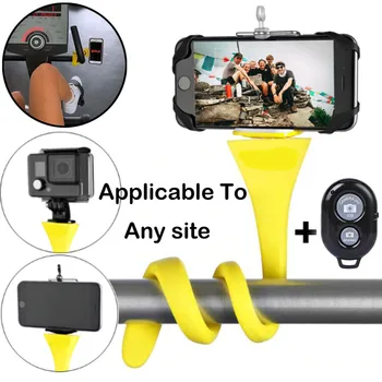 

4 in1 Multifunction Flexible selfie stick Silicone Monopod Wireless Bluetooth Tripod 360 Degrees Monopod Mount Phone Stand #20