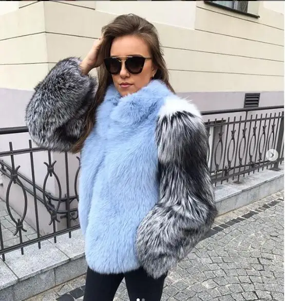 

Winter Warm Natural Real Fox Fur Jacket Patchwork Gorgeous Luxury Genuine Fur Winter Jacket Woman Thicken Fashion Womens Coat