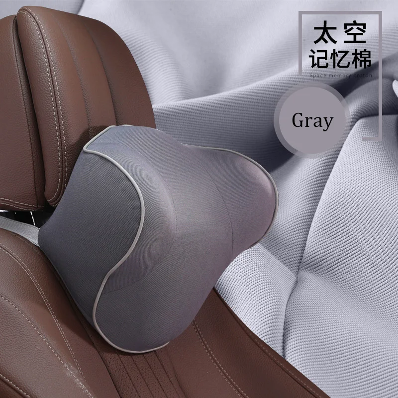 Автомобильная подушка для шеи 3D подушка из пены с эффектом памяти моющаяся подушка для поддержки головы подушки для сиденья автомобиля задняя подушка для офисного стула Универсальная - Цвет: Серый