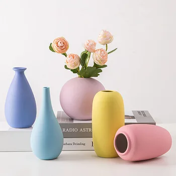 

Nordic Ceramic Vases Colorful Mini Container Home Living Room Office Decoration Ornaments Dry Flower Arrangment Decor Crafts