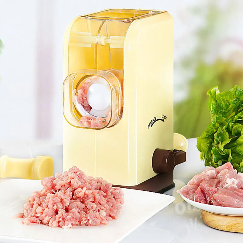 Маленькая ручная мясорубка для домашнего перемешивания пельменей, разливочная машина, многофункциональная нарезанная овощная измельчительная машина для перца - Цвет: light yellow
