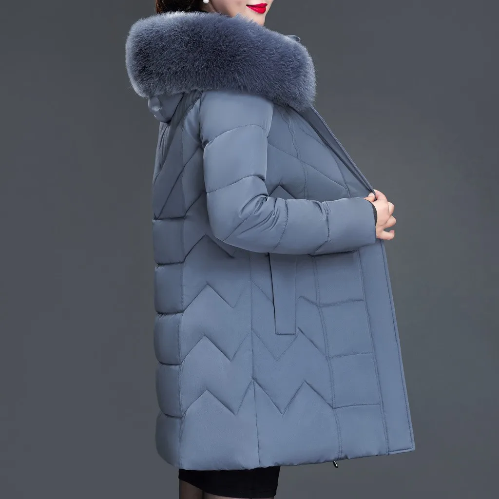 Womail зимняя куртка женская 5xl размера плюс короткая среднего возраста длинная толстая теплая верхняя одежда с длинным рукавом теплая куртка с капюшоном на молнии