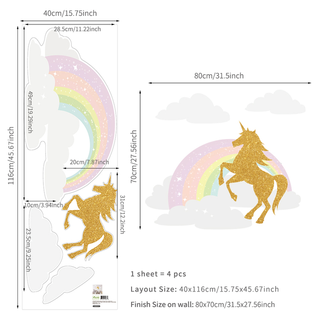 Rainbow Watercolour Home Decor Wall Sticker Self-Adhesive for Children's Room Living Room Nursery Decals Nordic Kid Stickers