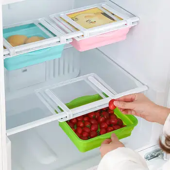 

Refrigerator Folding Storage Drawer Egg Fruit Organizer Sorted Food Box, Transparent Kitchen Storage Box