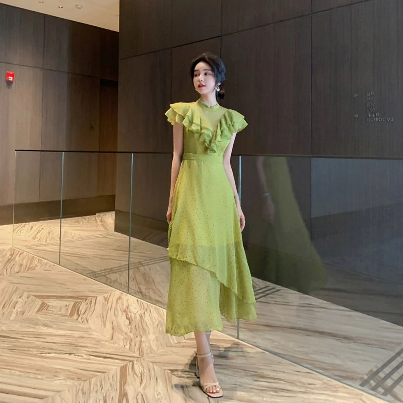 

2020 New Summer Women Fashion O-neck Dress Ladies Leisure Splice Long Dresses Female Slim Fit High Quality Dresses LT153