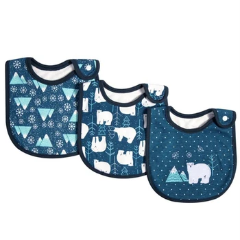 

3pcs / Set Baby Bib Burp Cartoon Printing Cotton Blends Baby Scarf Meal Collar Burp Snap Button Baby Bibs