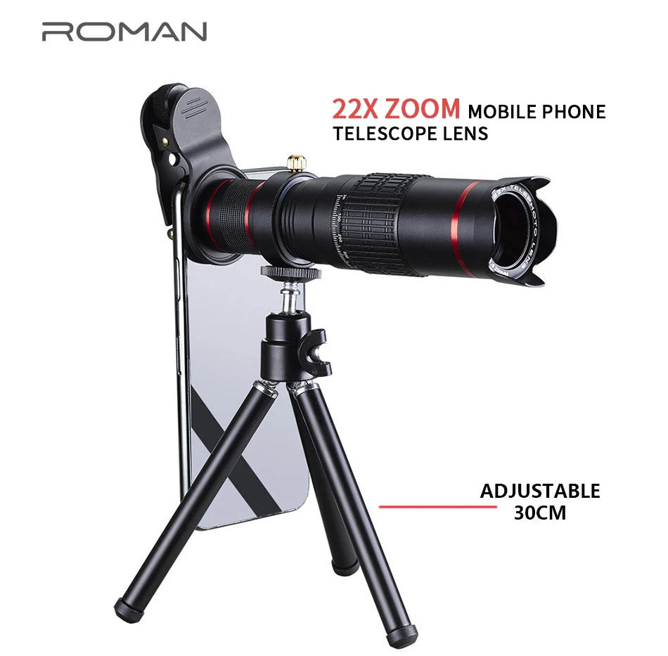 

HD 4K 22x Zoom Mobile Phone Telescope Lens Telephoto External Smartphone Camera Lenses for IPhone Sumsung Huawei Xiaomi Phones