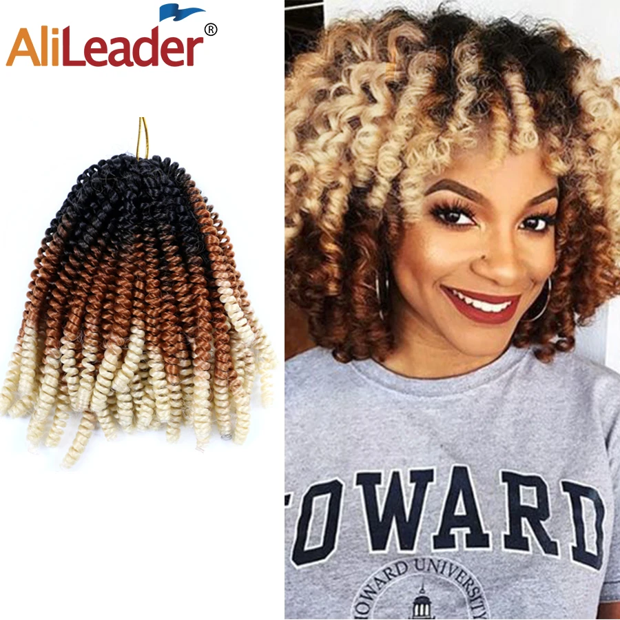Alileader 8" New Spring Twist Hair Extensions Synthetic Hook Braids Fake Hair Cheep Crochet Braid Twit For Hair