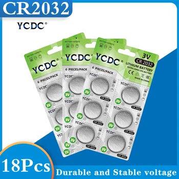 

18Pcs/3Cards YCDC CR2032 Button Batteries DL2032 ECR2032 BR2032 Coin Cell Battery 3V For Watch Electronic Remote