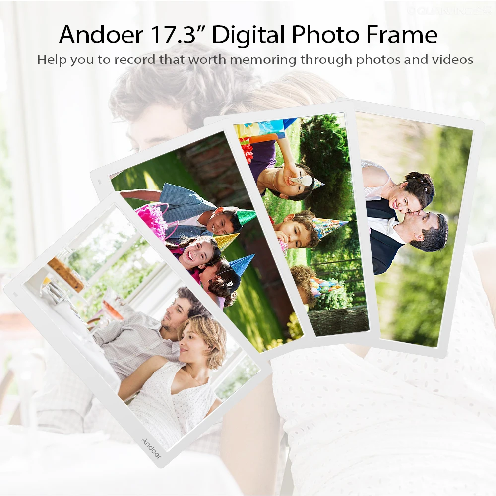 Andoer 17,3 дюймов цифровая фоторамка FHD 1920*1080 ips экран пульт дистанционного управления с картой 8 гб поддержка календаря/часов/фотографий