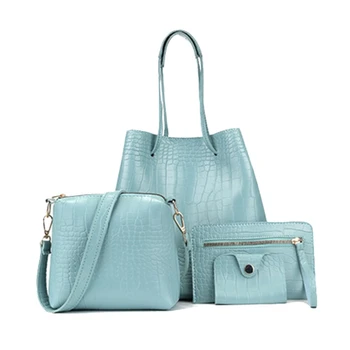 

4Pcs PU Leather Women Handbag Shoulder Bag Tote Card Holder Purse Messenger Satchel Top Handle Bags