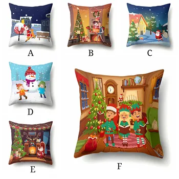 

Merry Christmas Decorative Pillowcases Polyester Cartoon Santa Claus Snowman Throw Pillow Case Cover Pillowcase