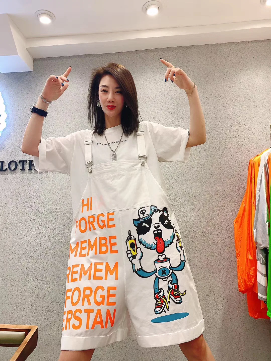 Summer shorts women new cartoon print hotpants oversized loose hip hop streetwear cotton short overalls letter booty shorts lady shorts