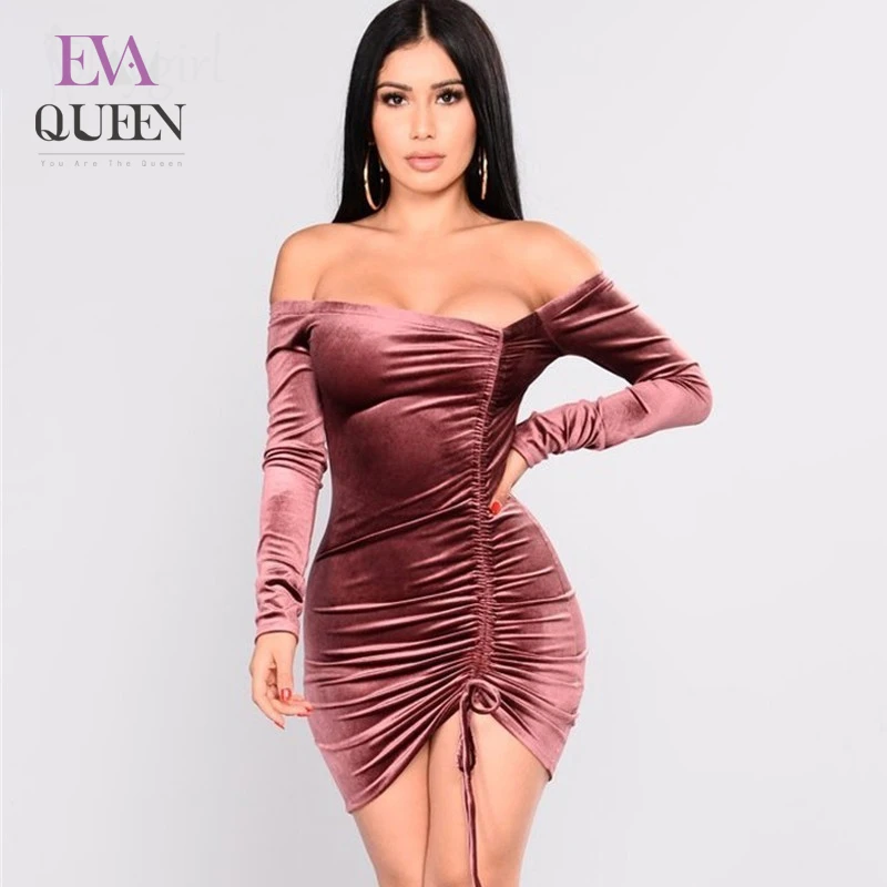 EvaQueen 2018 вечерние женские осенние платья с вырезом лодочкой элегантные