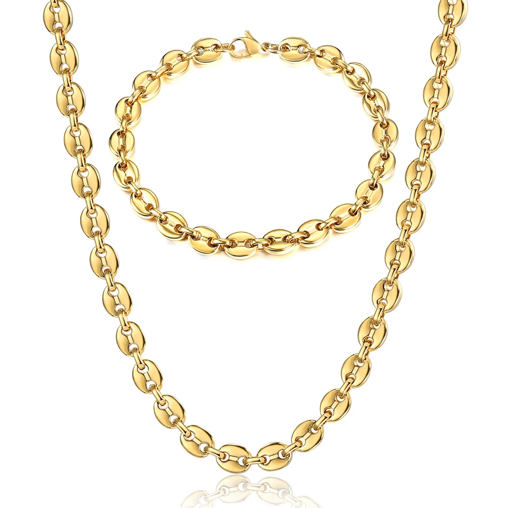 BOBIJOO Jewelry - Collier Grain De Café Acier Plaqué Or