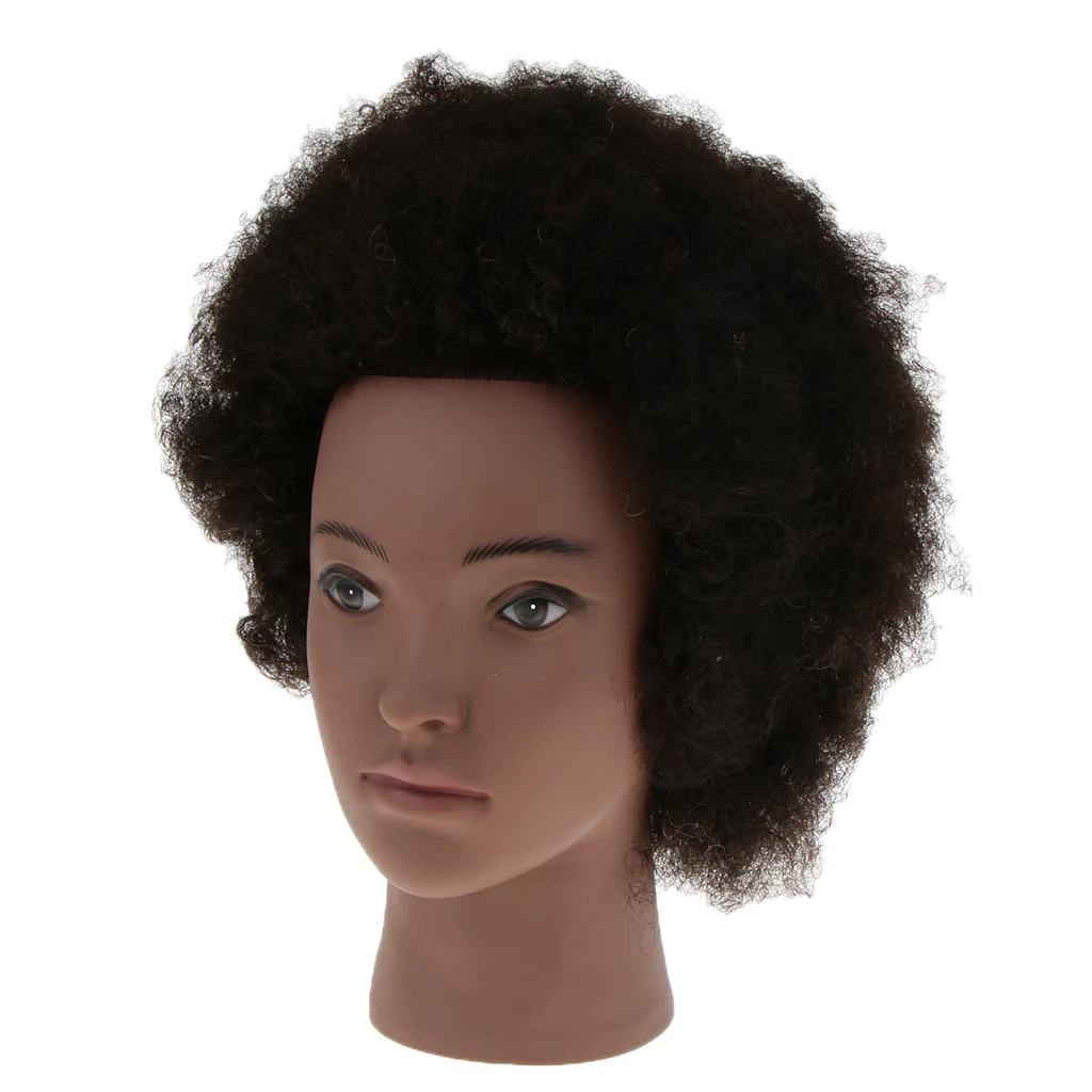 Cosmetology Afro Mannequin Heads w/ Human Hair for Braiding Cornrow Practice