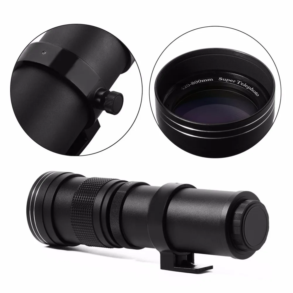 Телеобъектив 420-800 мм f/8,3-16 для камеры Nikon DSLR T Mount D7200 D5300 D5200 D3300 D3200 D3000 D7100 D7000