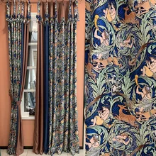 

American Country Retro Curtains for Living Dining Room Bedroom Cotton and Linen 3D Digital Printing Blackout Curtains