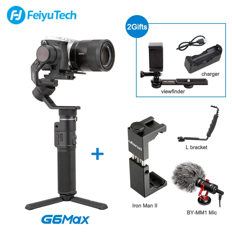 Feiyutech G6 Max 3-осевой карданный стабилизатор смартфона для Gopro hero Action Камера sony a6000 PK Zhiyun Crane M2 - Цвет: add Mount Mic Stand