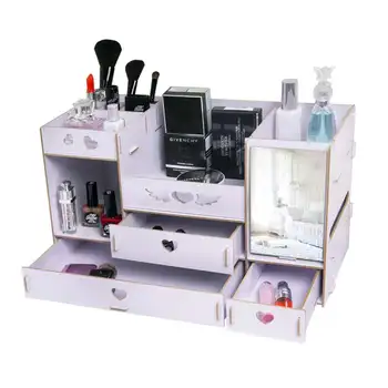 

Stationery Tissue-Box Jewelry Cosmetic-Organizer with Makeup-Mirror Cabinet Drawer Case Makeup-Storage-Box